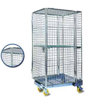 Warehouse Rolling Metal Steel Wire Mesh Storage Cage